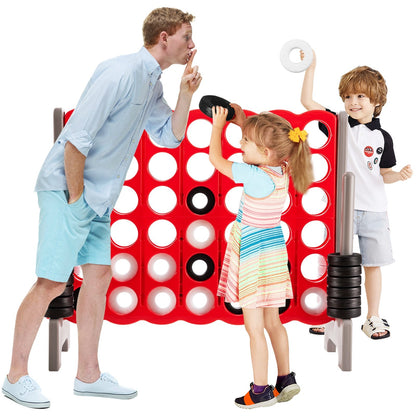 3.5 Feet Tall Jumbo 4 to Score Giant Game Set with 42 Jumbo Rings, Red Lawn Games   at Gallery Canada