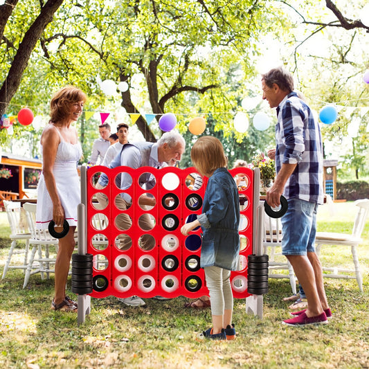 3.5 Feet Tall Jumbo 4 to Score Giant Game Set with 42 Jumbo Rings, Red Lawn Games   at Gallery Canada