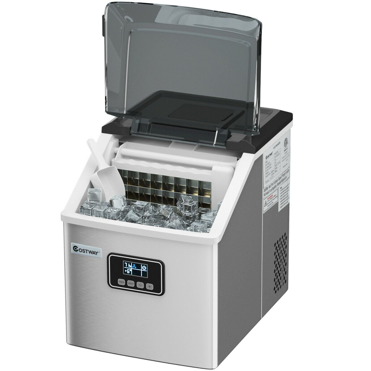 48 lbs Stainless Self-Clean Ice Maker with LCD Display, Silver Ice Makers   at Gallery Canada