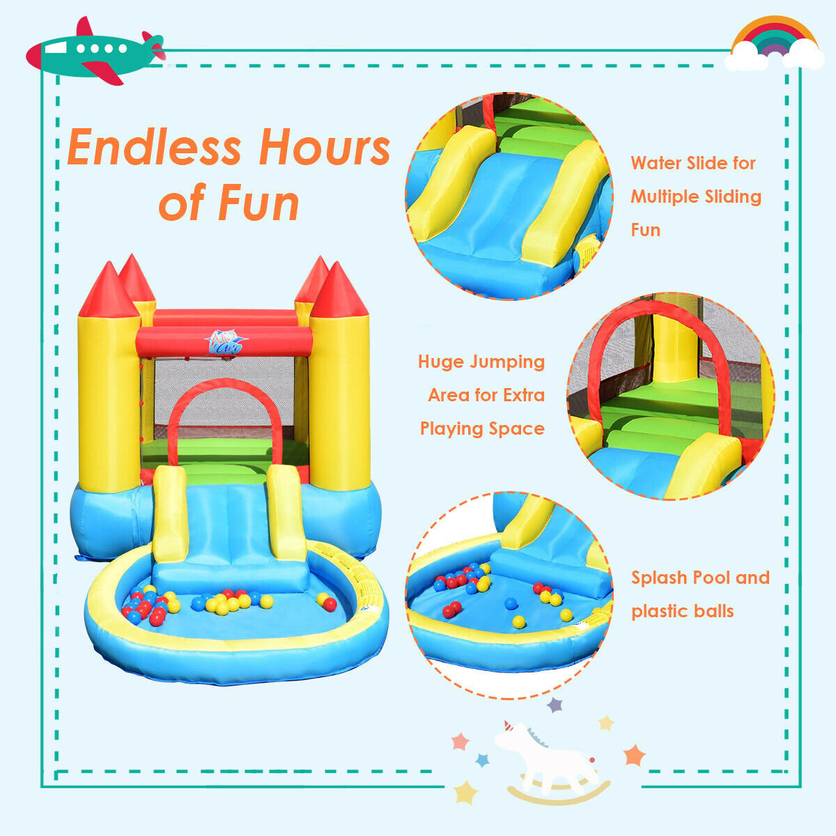 Kids Inflatable Bounce House Castle with Balls Pool and Bag Bounce House   at Gallery Canada