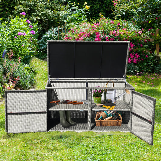 88 Gallon Garden Patio Rattan Storage Container Box, Gray Sheds & Outdoor Storage Gray  at Gallery Canada