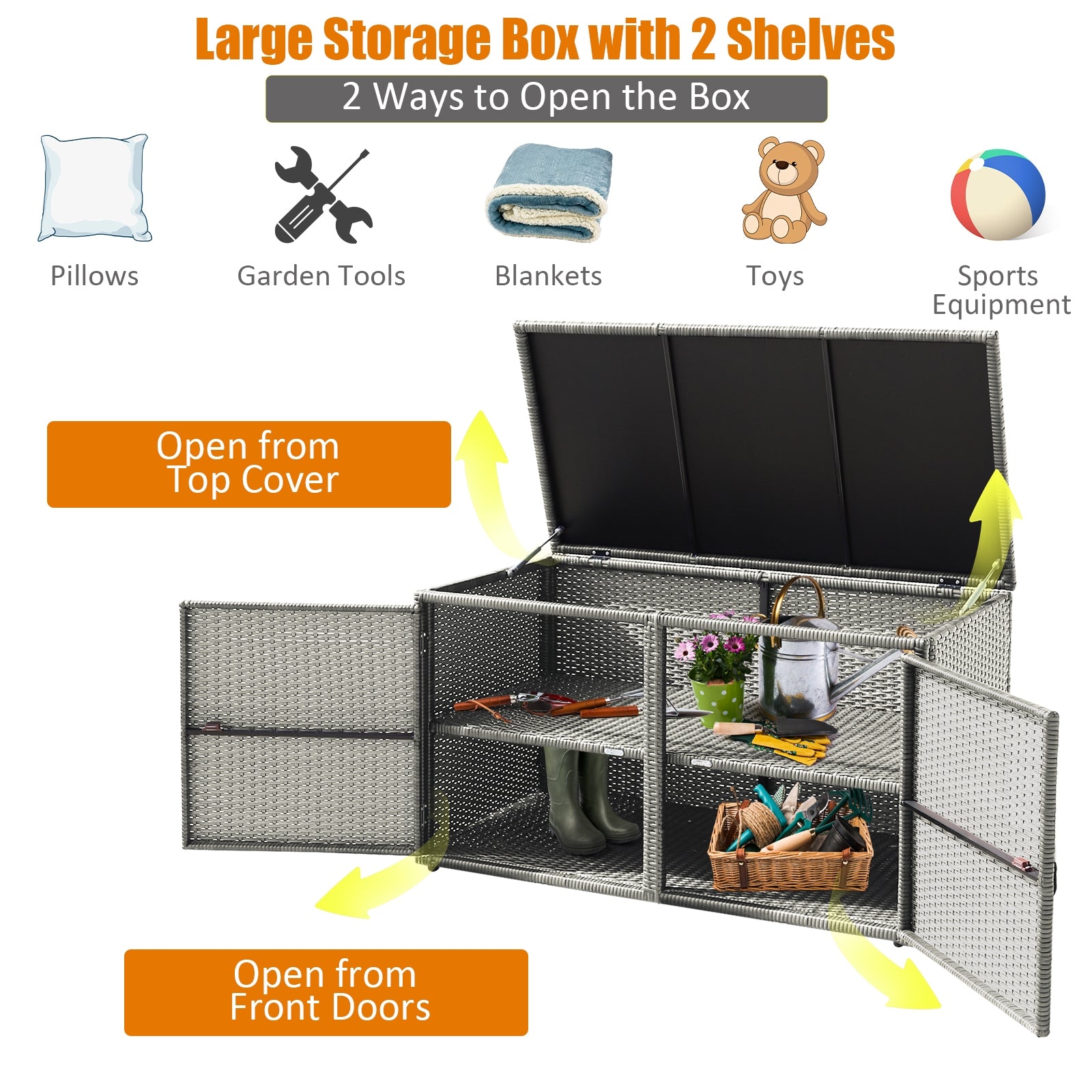 88 Gallon Garden Patio Rattan Storage Container Box, Gray Sheds & Outdoor Storage   at Gallery Canada