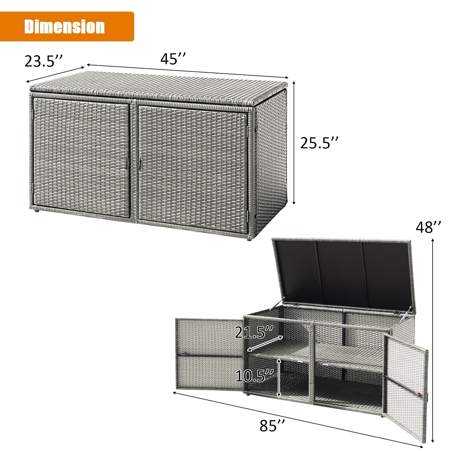 88 Gallon Garden Patio Rattan Storage Container Box, Gray Sheds & Outdoor Storage   at Gallery Canada