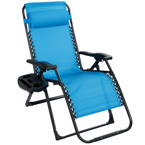 Oversize Lounge Chair with Cup Holder of Heavy Duty for outdoor, Blue