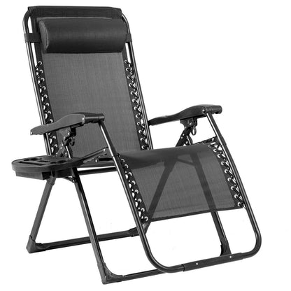 Oversize Lounge Chair with Cup Holder of Heavy Duty for outdoor, Black Beach & Lawn Chairs   at Gallery Canada