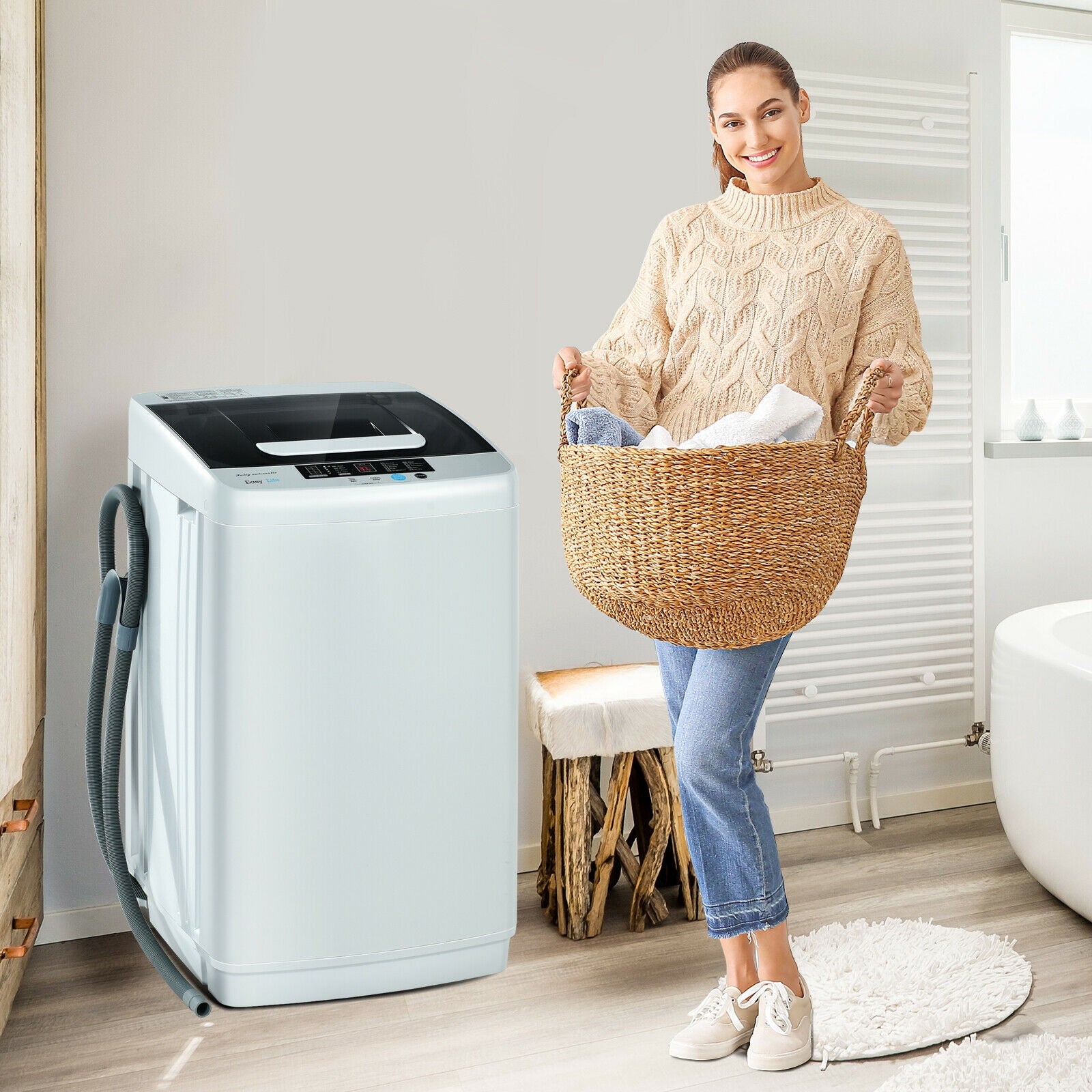 8.8 lbs Portable Full-Automatic Laundry Washing Machine with Drain Pump Washing Machines   at Gallery Canada