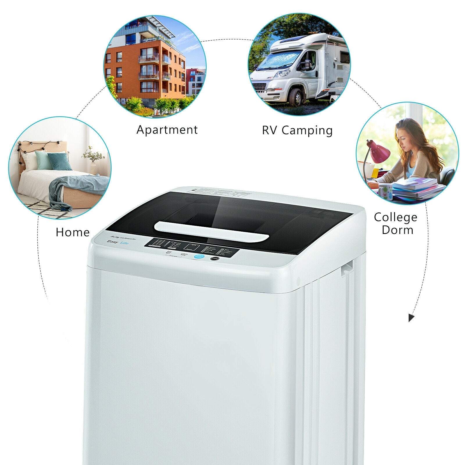 8.8 lbs Portable Full-Automatic Laundry Washing Machine with Drain Pump Washing Machines   at Gallery Canada