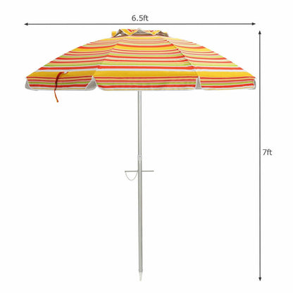 6.5 Feet Beach Umbrella with Sun Shade and Carry Bag without Weight Base, Orange Outdoor Umbrellas   at Gallery Canada