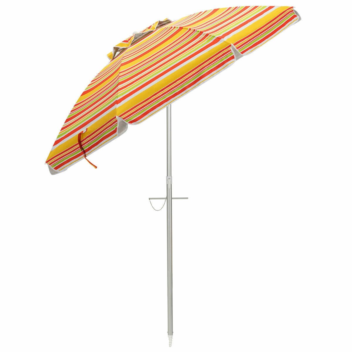 6.5 Feet Beach Umbrella with Sun Shade and Carry Bag without Weight Base, Orange Outdoor Umbrellas   at Gallery Canada