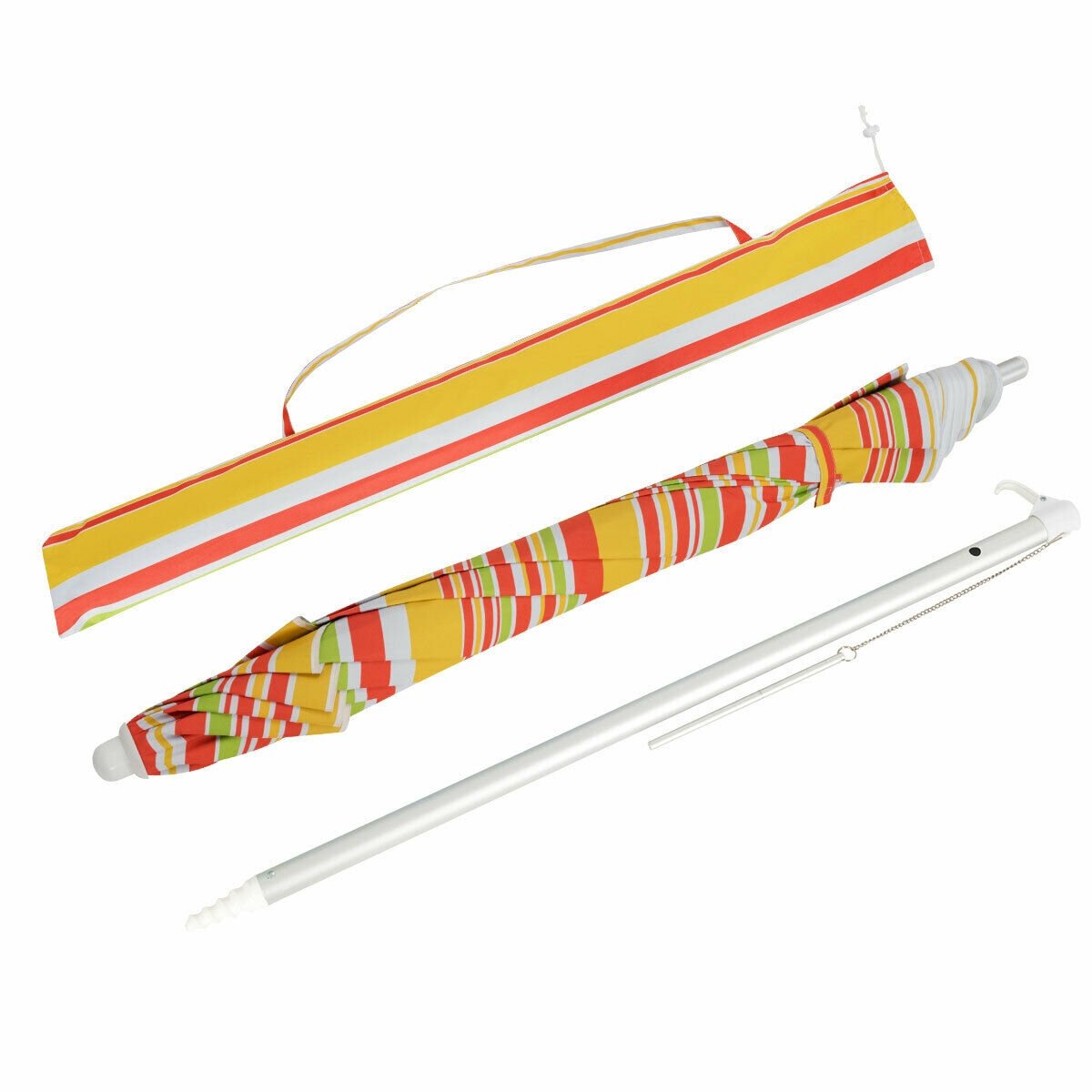 6.5 Feet Beach Umbrella with Sun Shade and Carry Bag without Weight Base, Orange Outdoor Umbrellas   at Gallery Canada