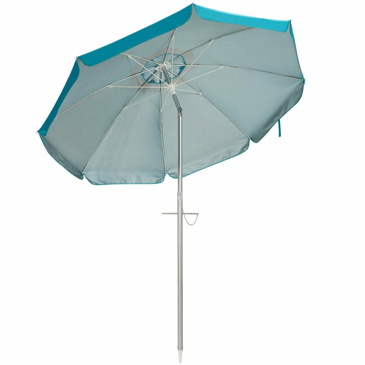 6.5 Feet Beach Umbrella with Sun Shade and Carry Bag without Weight Base, Blue Outdoor Umbrellas   at Gallery Canada