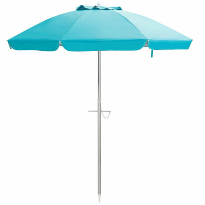 6.5 Feet Beach Umbrella with Sun Shade and Carry Bag without Weight Base, Blue Outdoor Umbrellas   at Gallery Canada