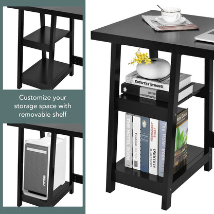 Trestle Computer Desk Home Office Workstation with Removable Shelves, Black - Gallery Canada