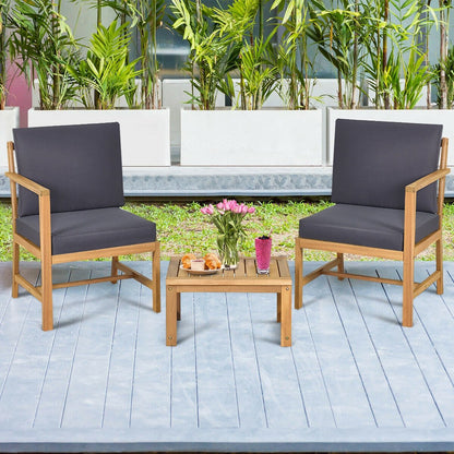 3-in-1 Acacia Wood Loveseat with Separable Coffee Table, Natural Patio Conversation Sets   at Gallery Canada