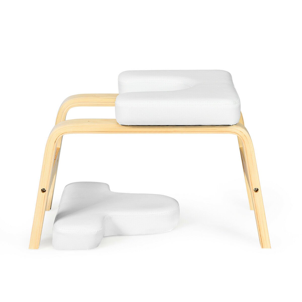 Yoga Headstand Wood Stool with PVC Pads, White Yoga Benches   at Gallery Canada