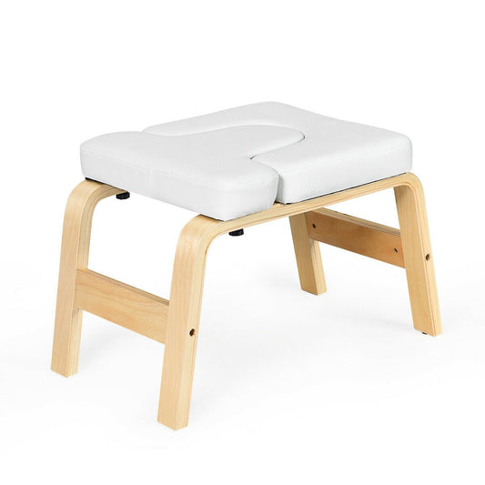 Yoga Headstand Wood Stool with PVC Pads, White Yoga Benches   at Gallery Canada
