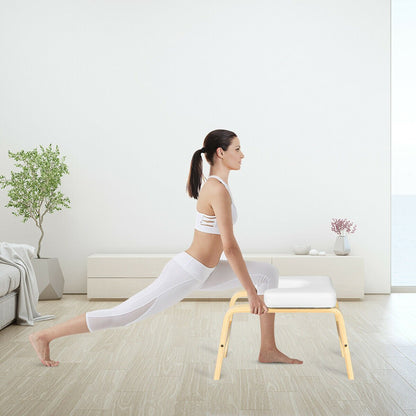 Yoga Headstand Wood Stool with PVC Pads, White Yoga Benches   at Gallery Canada