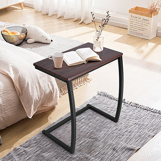 Steel Frame C-shaped Sofa Side End Table, Coffee - Gallery Canada