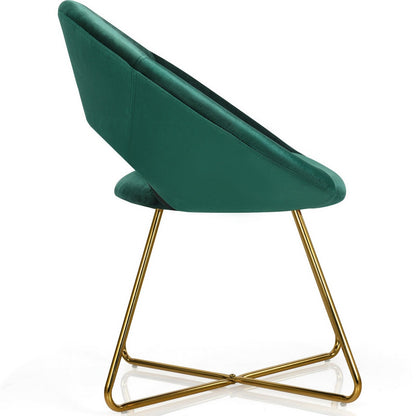 Modern Accent Velvet Dining Arm Chair with Golden Metal Legs and Soft Cushion, Dark Green Accent Chairs   at Gallery Canada