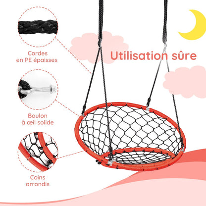 Net Hanging Swing Chair with Adjustable Hanging Ropes, Orange - Gallery Canada