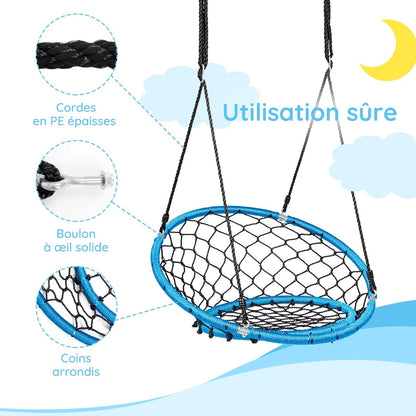 Net Hanging Swing Chair with Adjustable Hanging Ropes, Blue - Gallery Canada