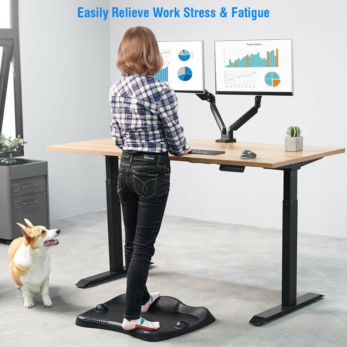 Ergonomic Design Anti Fatigue Standing Floor Foot Mat for Home Office, Black Sport Equipments   at Gallery Canada