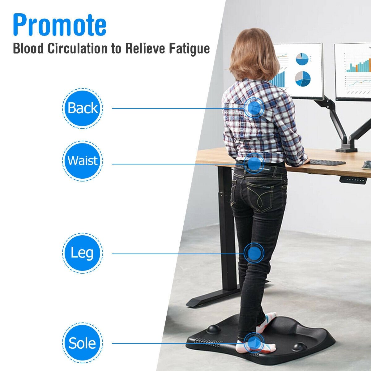 Ergonomic Design Anti Fatigue Standing Floor Foot Mat for Home Office, Black Sport Equipments   at Gallery Canada