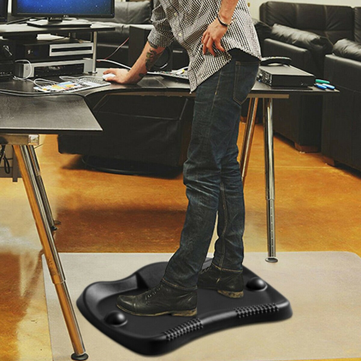 Ergonomic Design Anti Fatigue Standing Floor Foot Mat for Home Office, Black Sport Equipments   at Gallery Canada