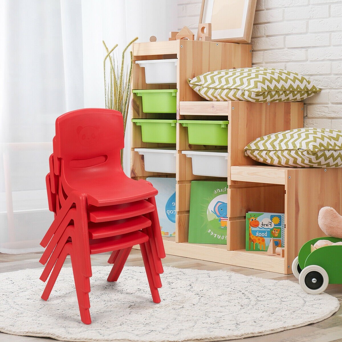 4-pack Kids Plastic Stackable Classroom Chairs, Red Kids Chairs & Seating   at Gallery Canada