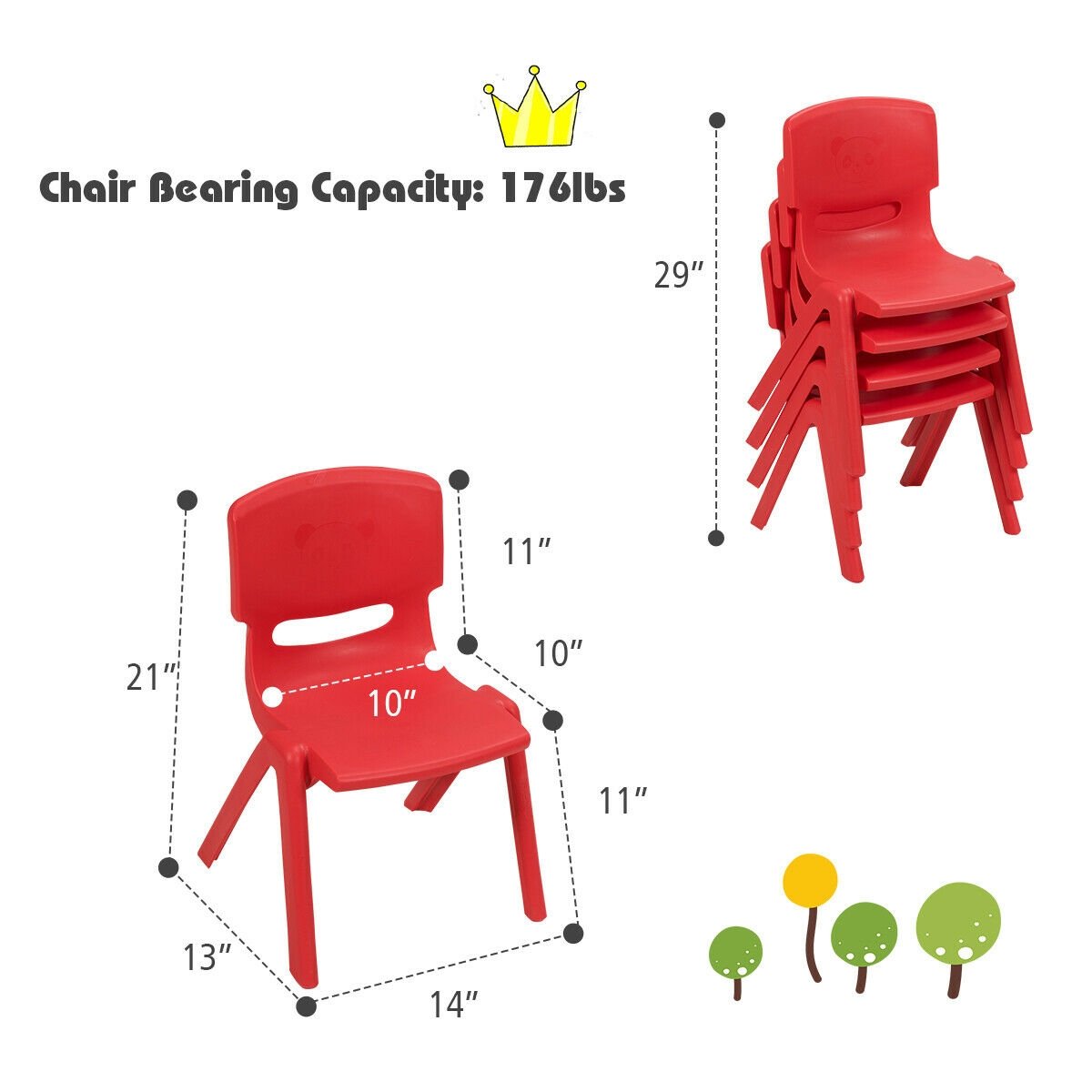 4-pack Kids Plastic Stackable Classroom Chairs, Red Kids Chairs & Seating   at Gallery Canada