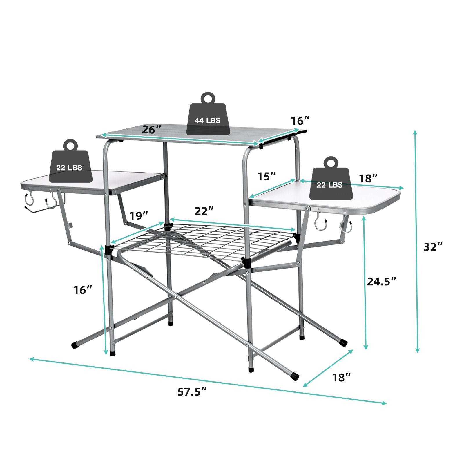 Foldable Outdoor BBQ Table Grilling Stand, Silver Camping Furniture   at Gallery Canada