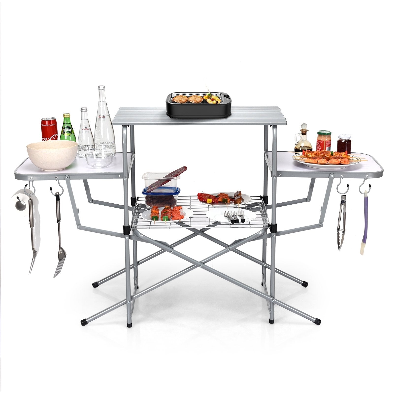 Foldable Outdoor BBQ Table Grilling Stand, Silver Camping Furniture   at Gallery Canada