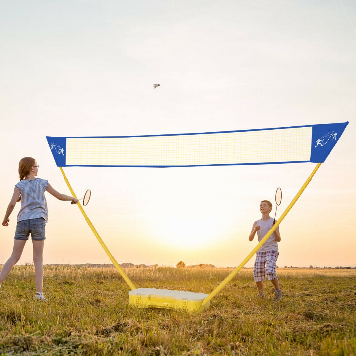 Portable Badminton Set Folding Tennis Badminton Volleyball Net, Yellow Sport Equipments at Gallery Canada