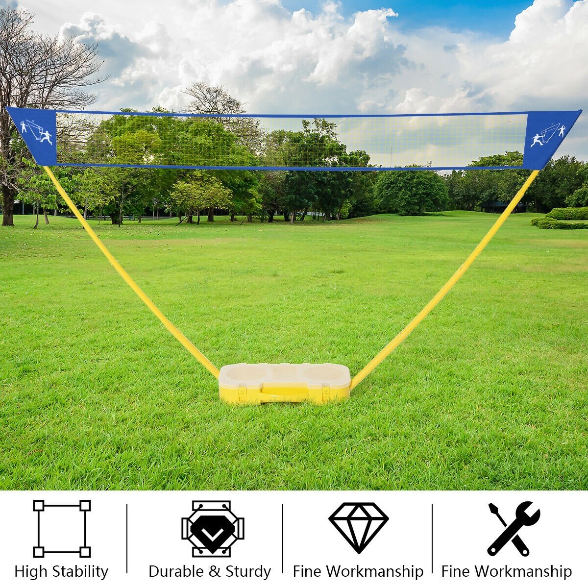 Portable Badminton Set Folding Tennis Badminton Volleyball Net, Yellow Sport Equipments   at Gallery Canada