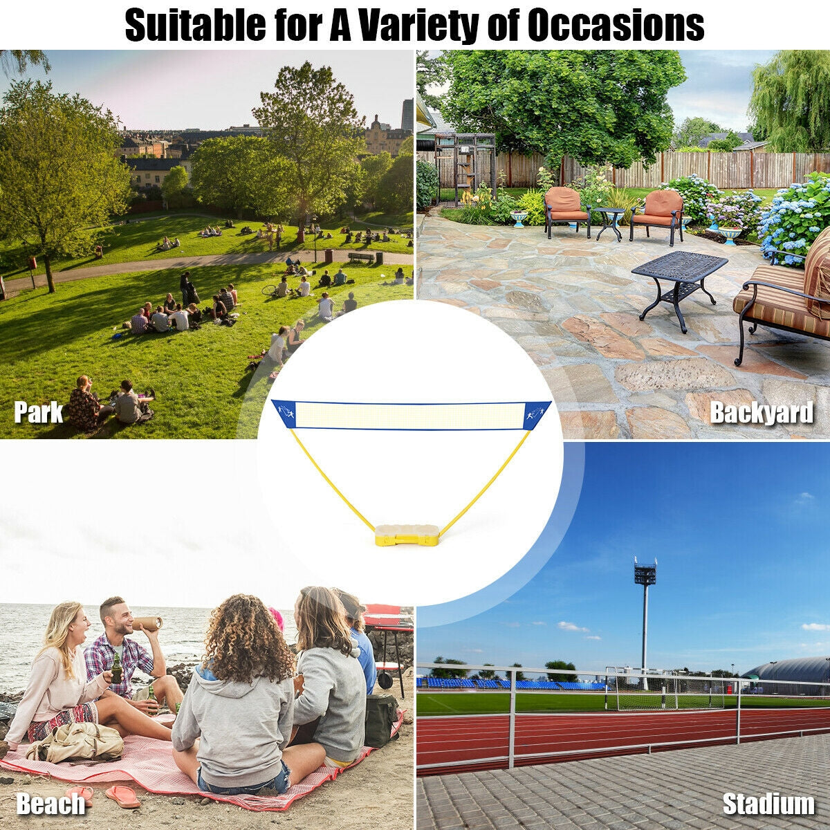 Portable Badminton Set Folding Tennis Badminton Volleyball Net, Yellow Sport Equipments at Gallery Canada