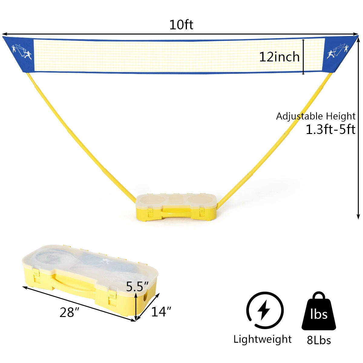 Portable Badminton Set Folding Tennis Badminton Volleyball Net, Yellow Sport Equipments at Gallery Canada