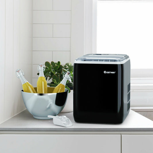 44 lbs Portable Countertop Ice Maker Machine with Scoop, Black Ice Makers Black  at Gallery Canada