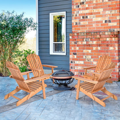 Eucalyptus Chair Foldable Outdoor Wood Lounger Chair, Natural Adirondack Chairs   at Gallery Canada