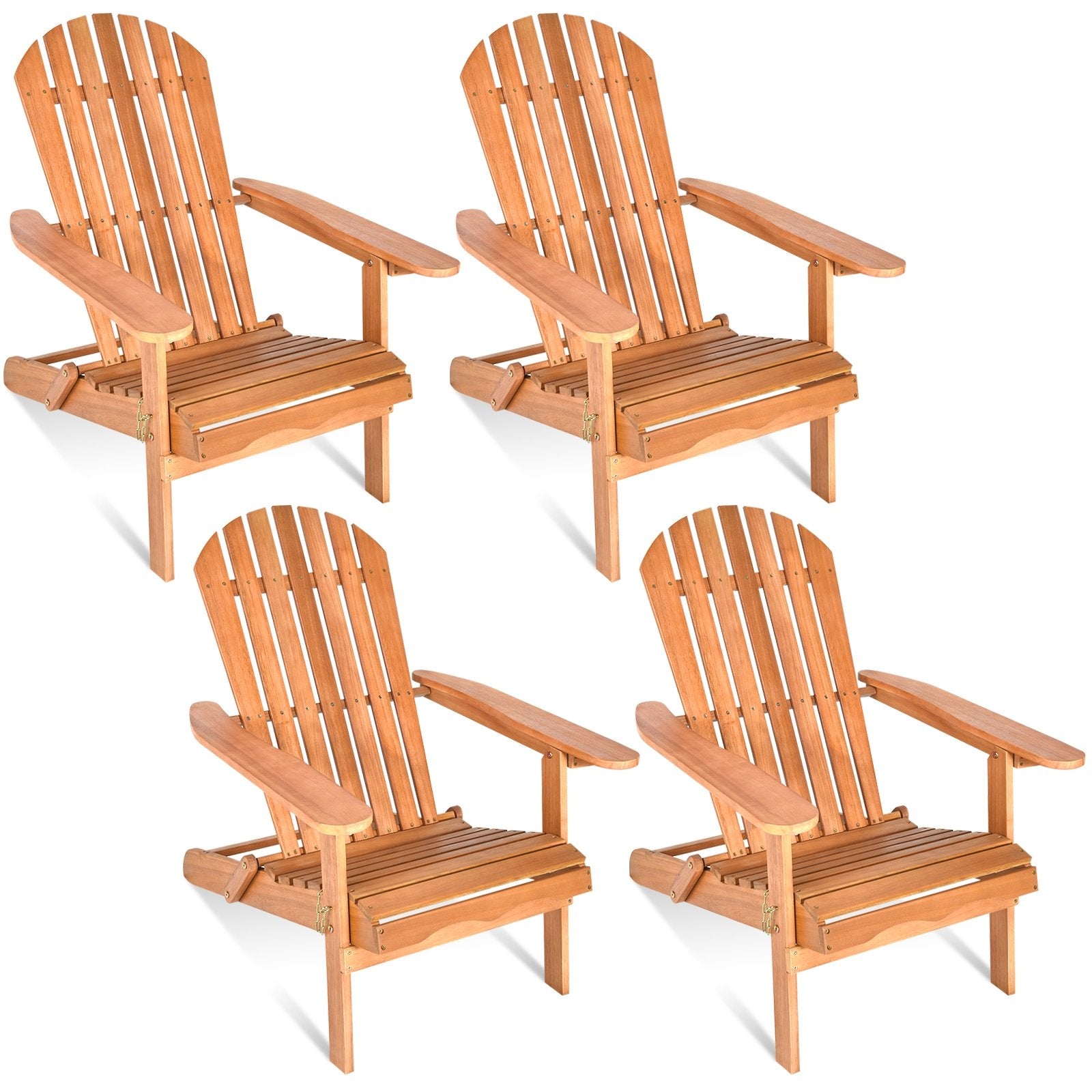 Eucalyptus Chair Foldable Outdoor Wood Lounger Chair, Natural Adirondack Chairs   at Gallery Canada