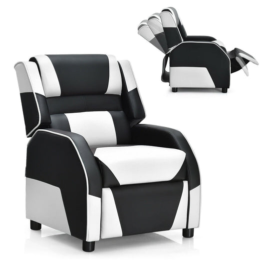 Kids Youth PU Leather Gaming Sofa Recliner with Headrest and Footrest, White Kids Chairs & Seating   at Gallery Canada