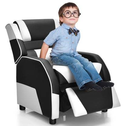 Kids Youth PU Leather Gaming Sofa Recliner with Headrest and Footrest, White Kids Chairs & Seating   at Gallery Canada