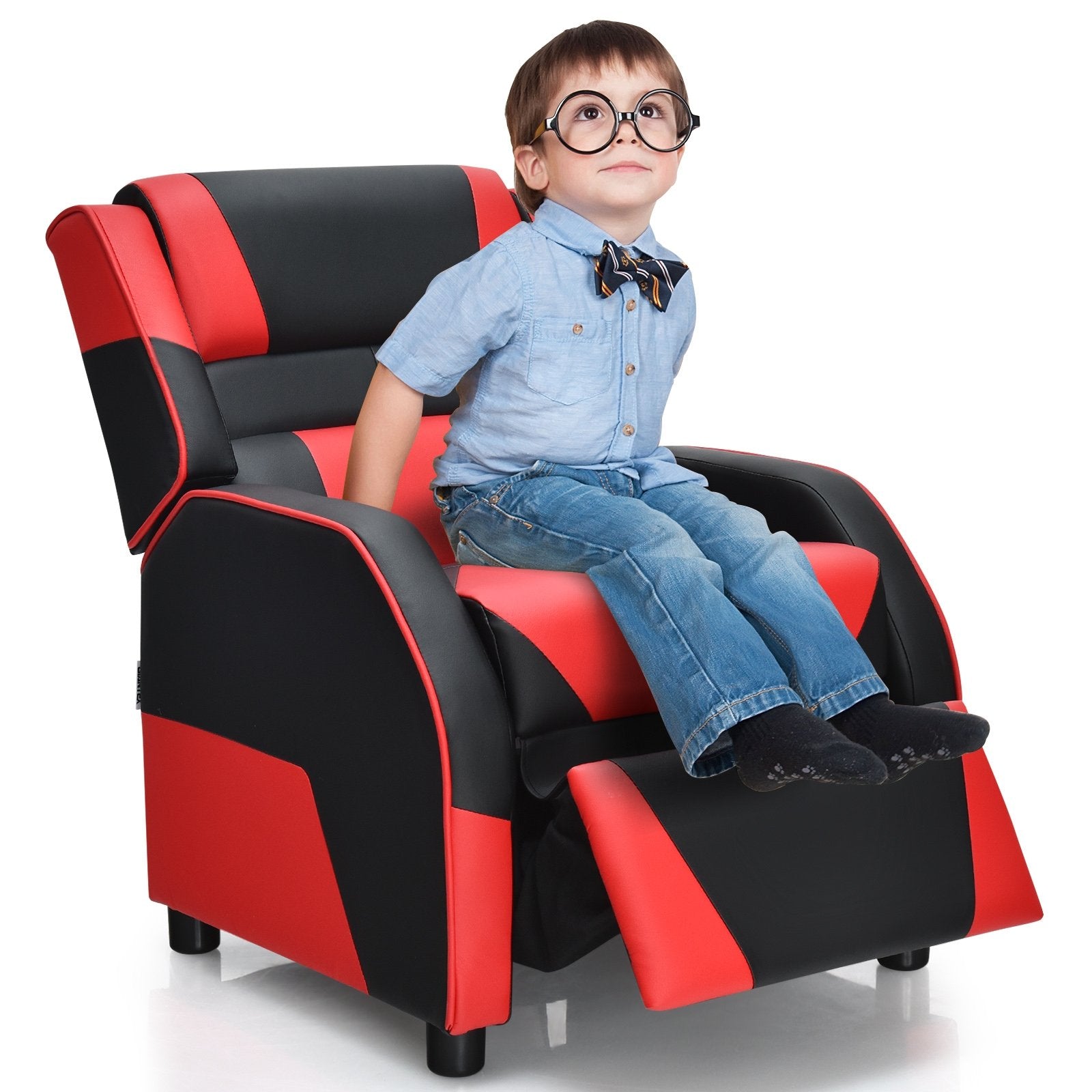 Kids Youth PU Leather Gaming Sofa Recliner with Headrest and Footrest, Red Kids Chairs & Seating   at Gallery Canada