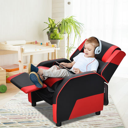 Kids Youth PU Leather Gaming Sofa Recliner with Headrest and Footrest, Red Kids Chairs & Seating   at Gallery Canada