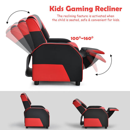 Kids Youth PU Leather Gaming Sofa Recliner with Headrest and Footrest, Red Kids Chairs & Seating   at Gallery Canada