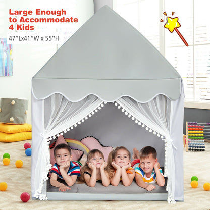 Kids Large Play Castle Fairy Tent with Mat, Gray - Gallery Canada