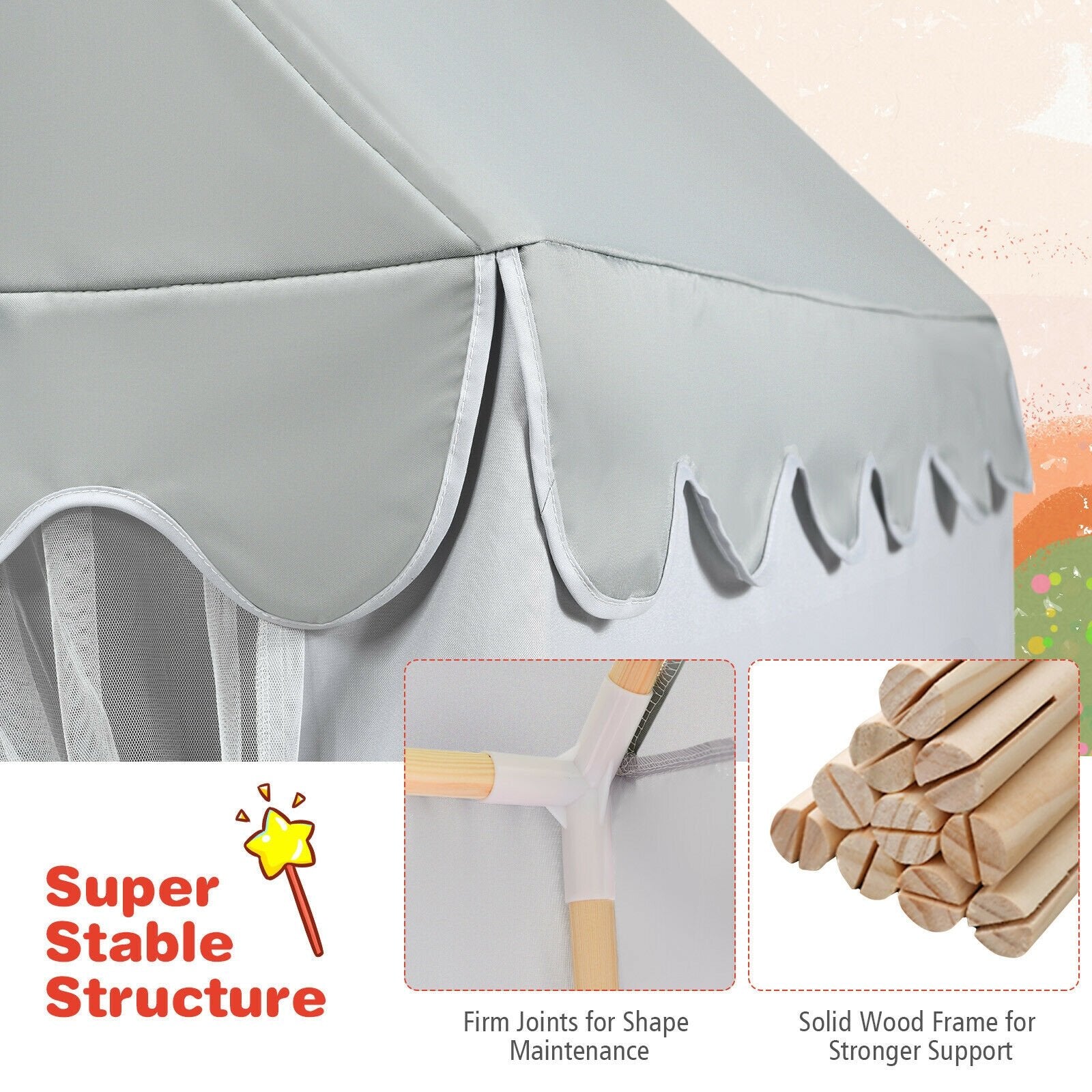 Kids Large Play Castle Fairy Tent with Mat, Gray Play Tents & Playhouse   at Gallery Canada