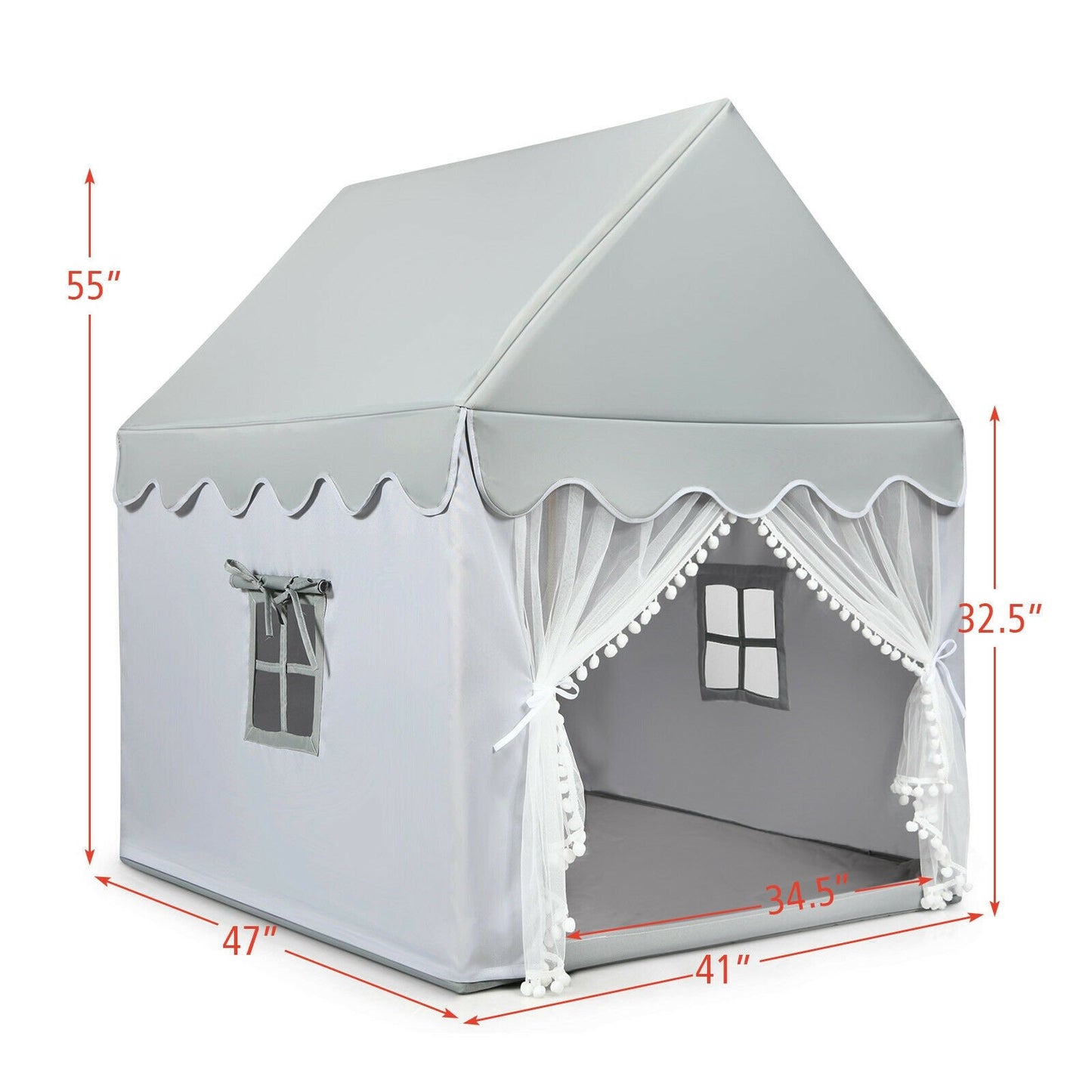 Kids Large Play Castle Fairy Tent with Mat, Gray Play Tents & Playhouse   at Gallery Canada