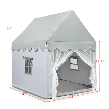 Kids Large Play Castle Fairy Tent with Mat, Gray - Gallery Canada