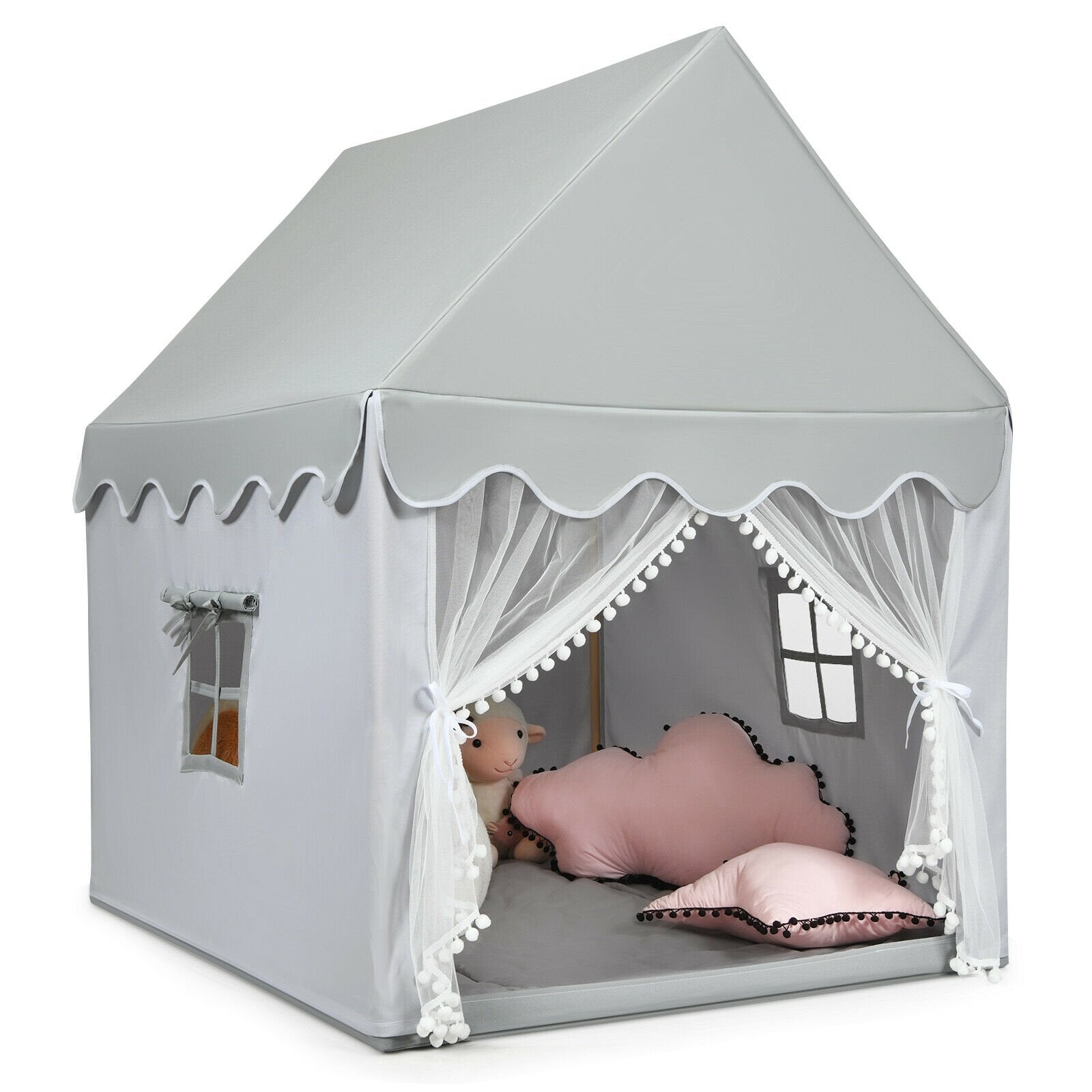 Kids Large Play Castle Fairy Tent with Mat, Gray Play Tents & Playhouse   at Gallery Canada