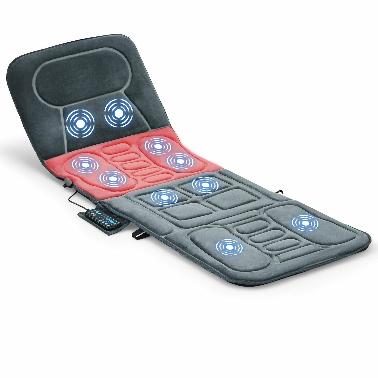 Foldable Massage Mat with Heat and 10 Vibration Motors, Gray Back Massager   at Gallery Canada